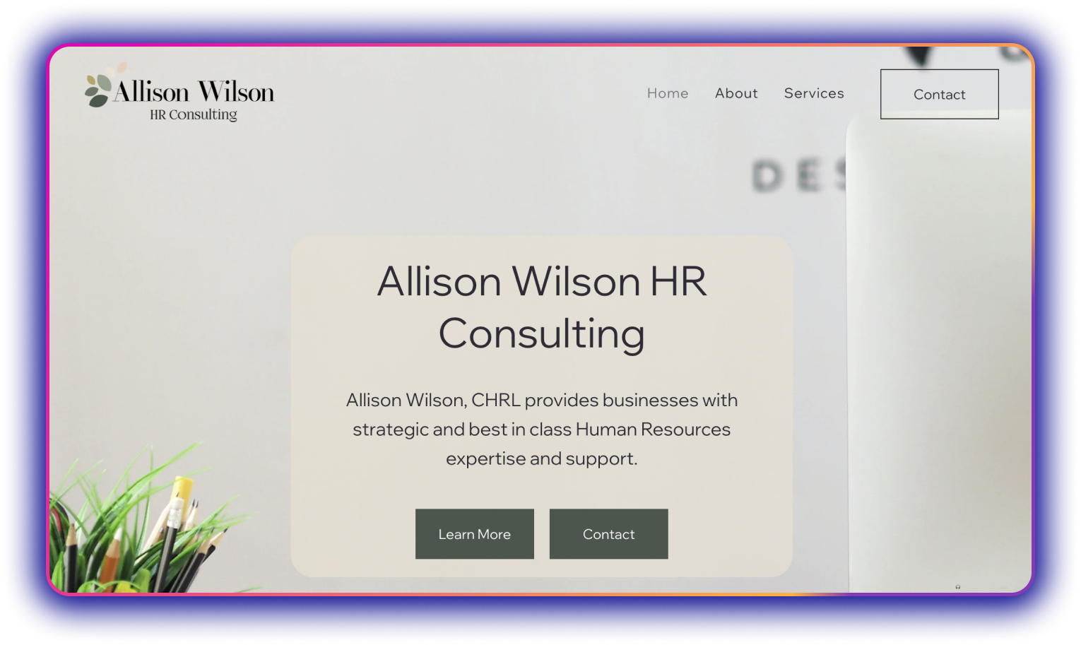 Screenshot of Client Work: Allison Wilson